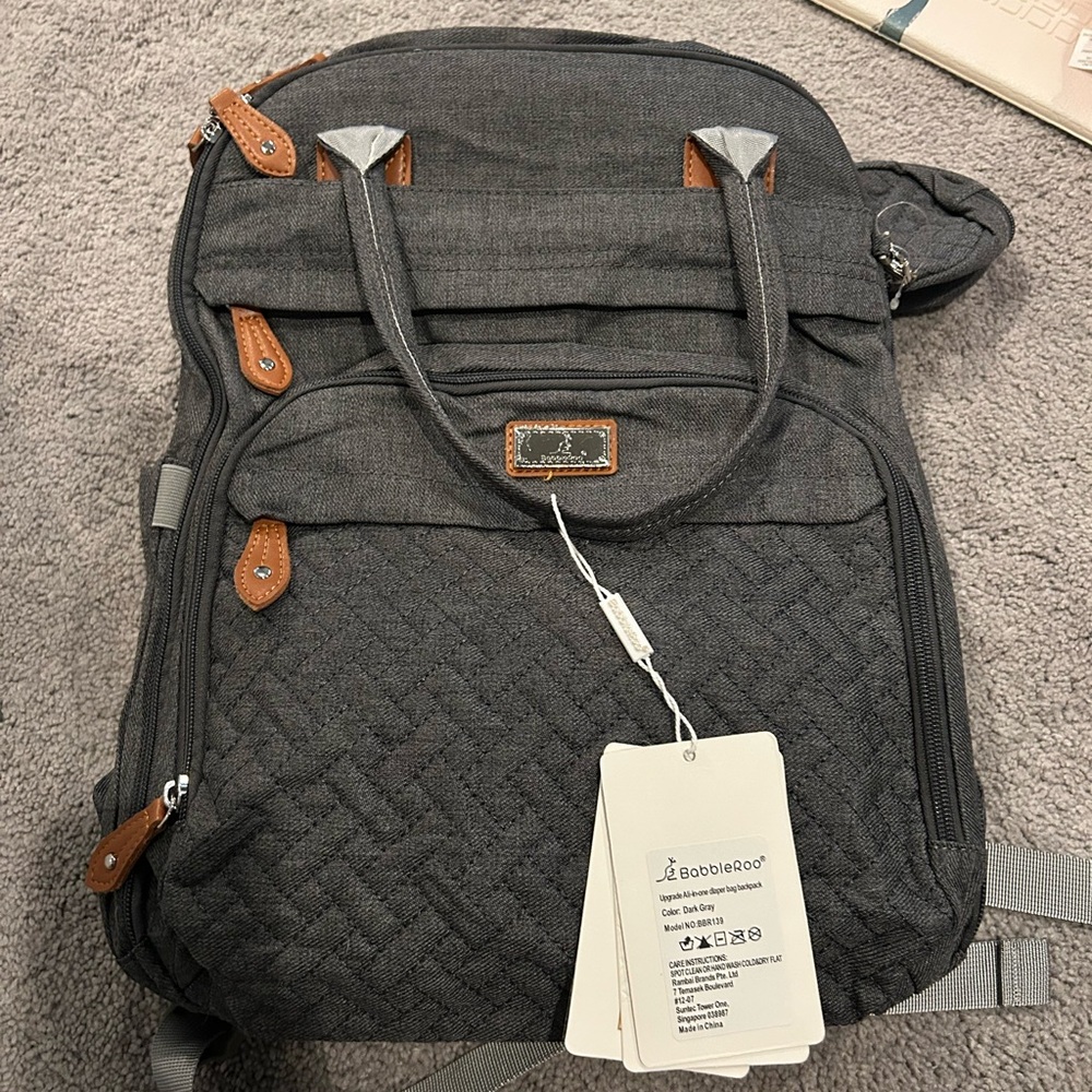 Babbler Gray Diaper Bag Backpack
